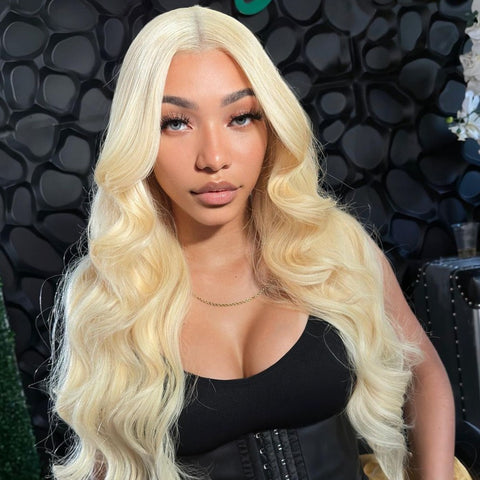 613# Blonde Body Wave 13X4 Transparent Lace 180  Density straight Wig