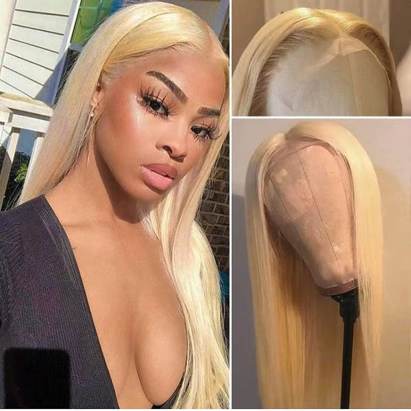 613# Blonde Straight 13X4 Transparent Lace 180  Density straight Wig