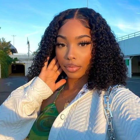 4x4 Transparent Lace Curly Wig 180 Density