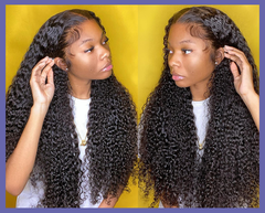 Super Thin Natural HD Lace Curly Frontal  Wig 180 Density 100% Human Hair