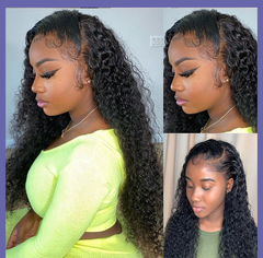 Super Thin Natural HD Lace Curly Frontal  Wig 180 Density 100% Human Hair