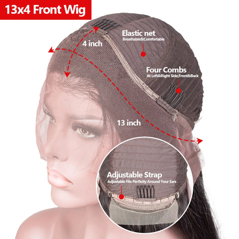 Top Virgin 1B# 13x4 Straight/Body Wave HD  Frontal Wig 100% Human Hair